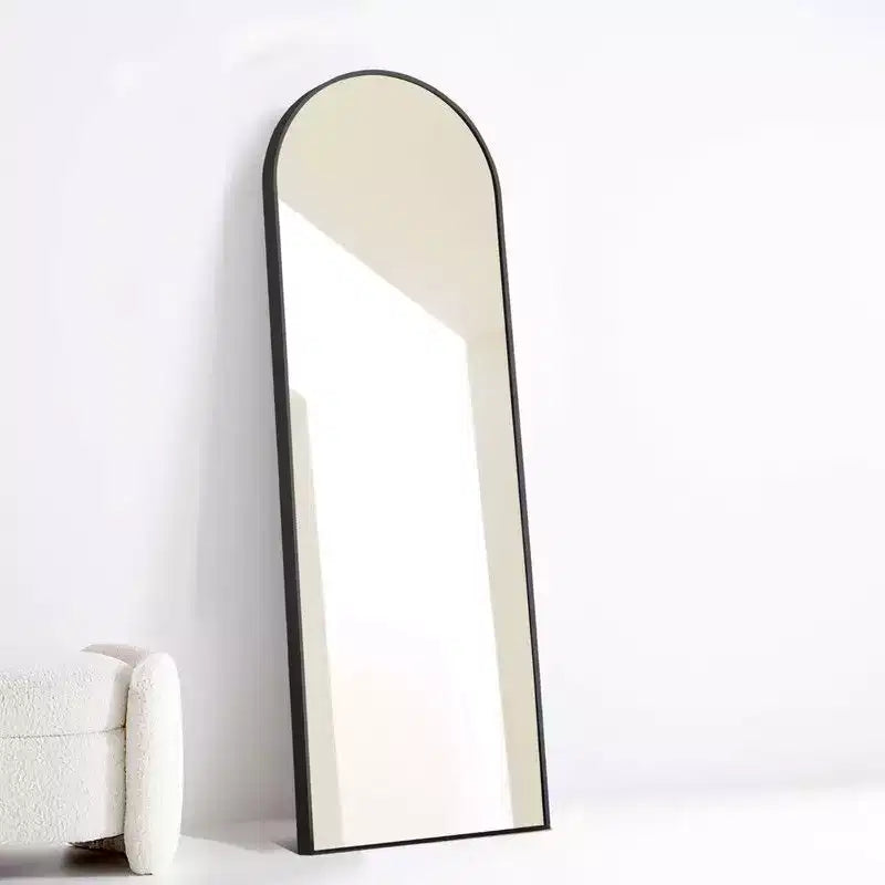 38 in. W. x 71 in. H Full Length Arched Free Standing Body Mirror Metal Framed Wall Mirror Large Floor Mirror in Gold