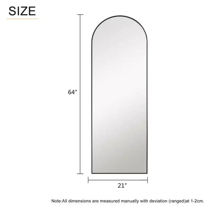 38 in. W. x 71 in. H Full Length Arched Free Standing Body Mirror Metal Framed Wall Mirror Large Floor Mirror in Gold
