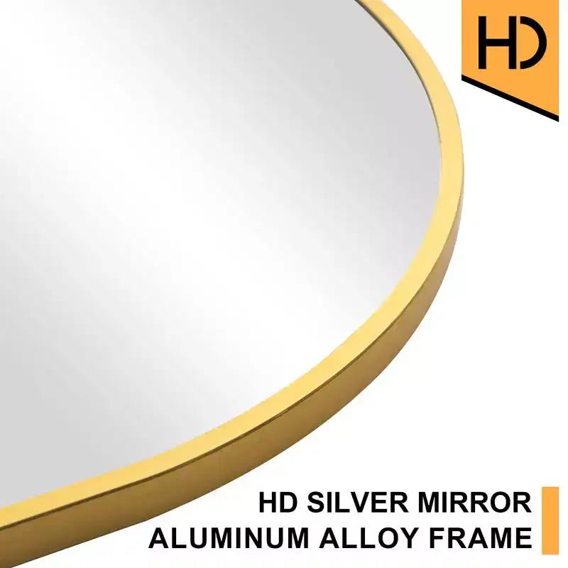 38 in. W. x 71 in. H Full Length Arched Free Standing Body Mirror Metal Framed Wall Mirror Large Floor Mirror in Gold