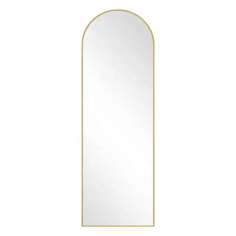 38 in. W. x 71 in. H Full Length Arched Free Standing Body Mirror Metal Framed Wall Mirror Large Floor Mirror in Gold