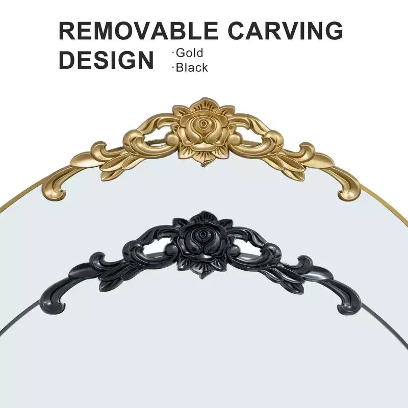 38 in. W. x 71 in. H Full Length Arched Free Standing Body Mirror Metal Framed Wall Mirror Large Floor Mirror in Gold