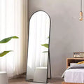 38 in. W. x 71 in. H Full Length Arched Free Standing Body Mirror Metal Framed Wall Mirror Large Floor Mirror in Gold