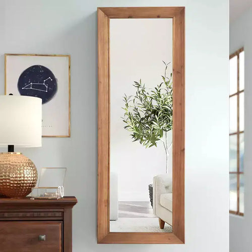 21 in. W x 64 in. H Modern Solid Wood Rectangle Framed Full Length Decorative Mirror in Brown