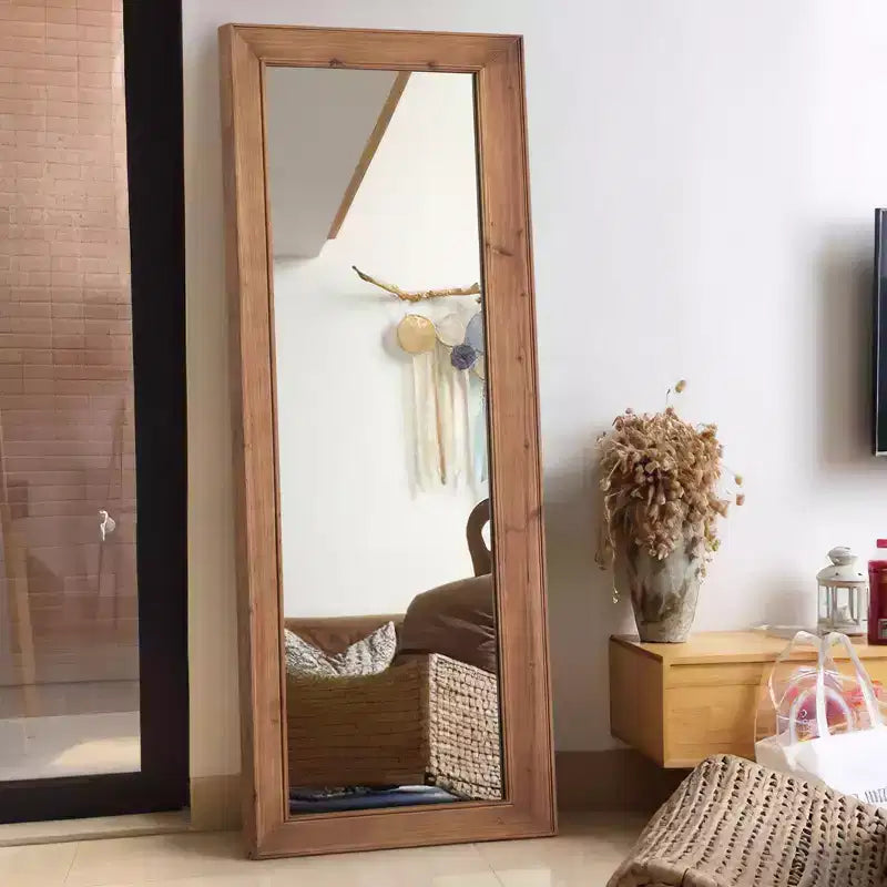 21 in. W x 64 in. H Modern Solid Wood Rectangle Framed Full Length Decorative Mirror in Brown