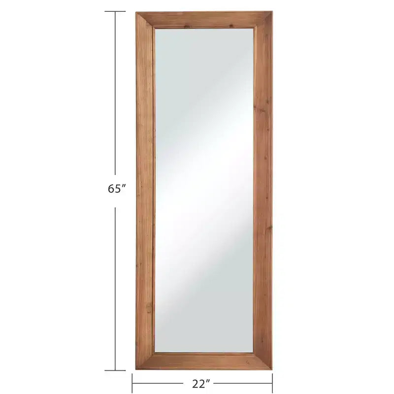21 in. W x 64 in. H Modern Solid Wood Rectangle Framed Full Length Decorative Mirror in Brown
