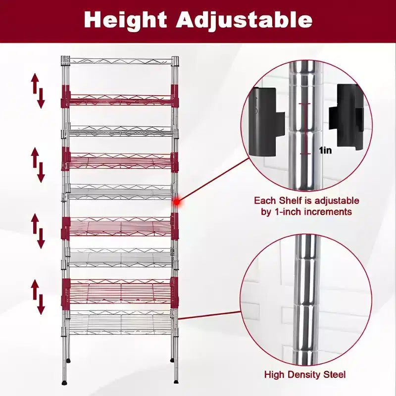5-Tier Wire Shelving Unit with Adjustable Shelves, Metal, Multi-Use