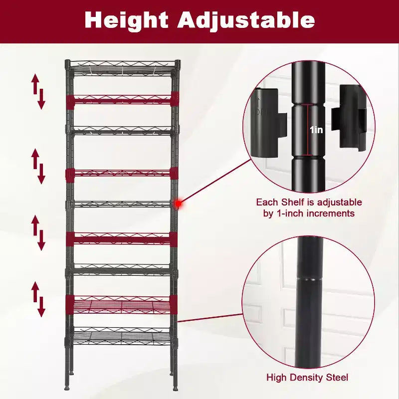 5-Tier Wire Shelving Unit with Adjustable Shelves, Metal, Multi-Use