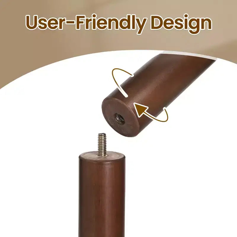 Freestanding Coat Rack with 8 Hooks and 3 Height Settings, Rubberwood