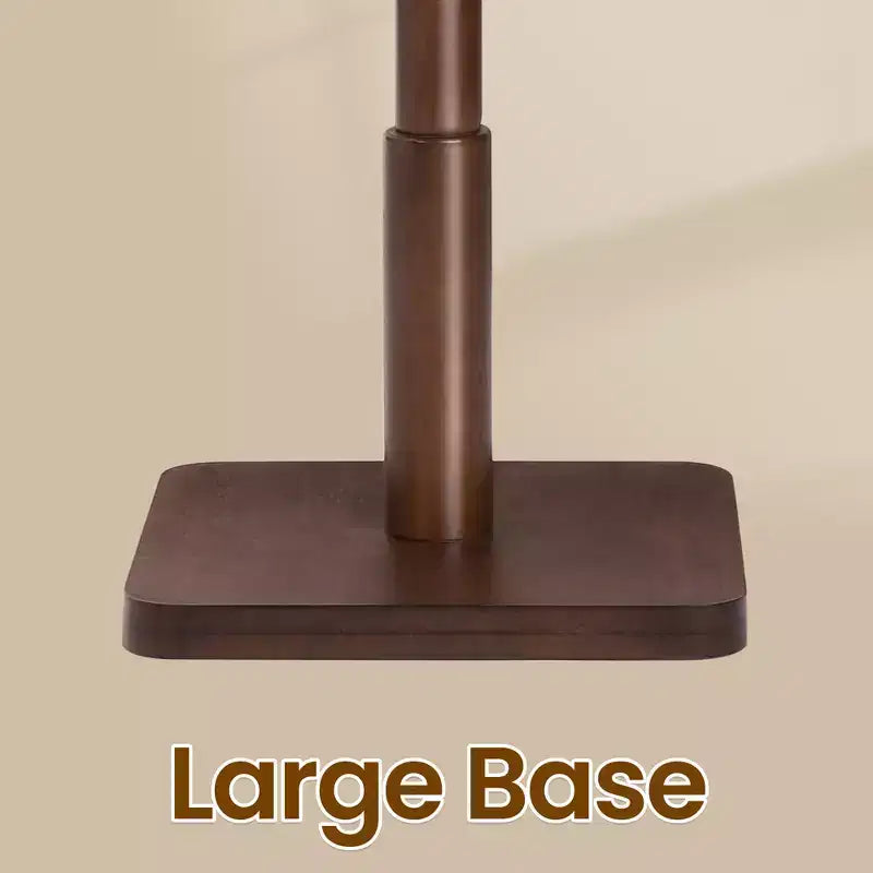 Freestanding Coat Rack with 8 Hooks and 3 Height Settings, Rubberwood