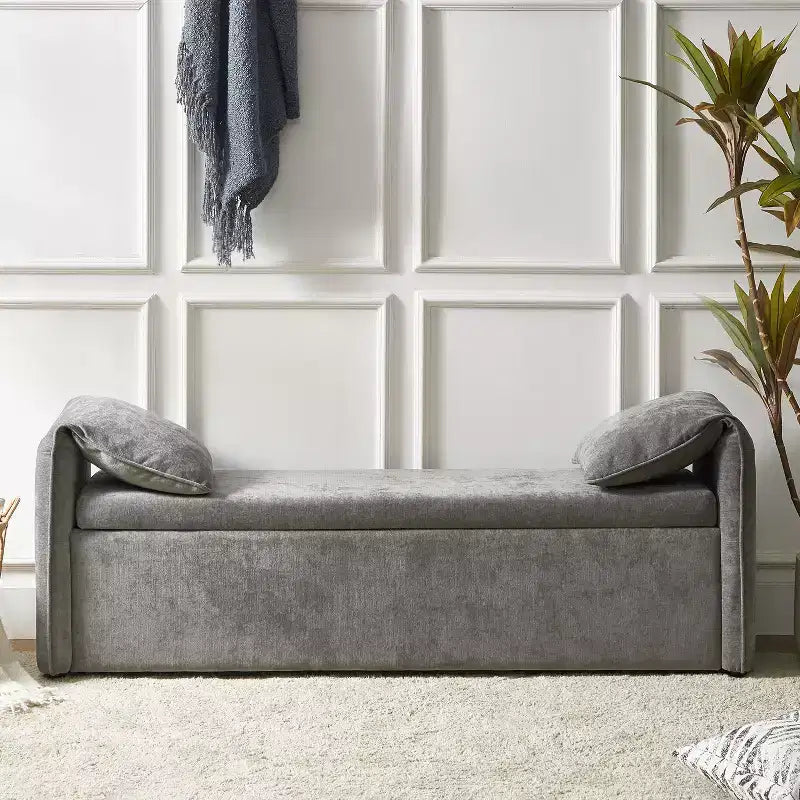 Storage Bench with Elephant Ear Pillows, 61" Wide, 400 lbs Capacity