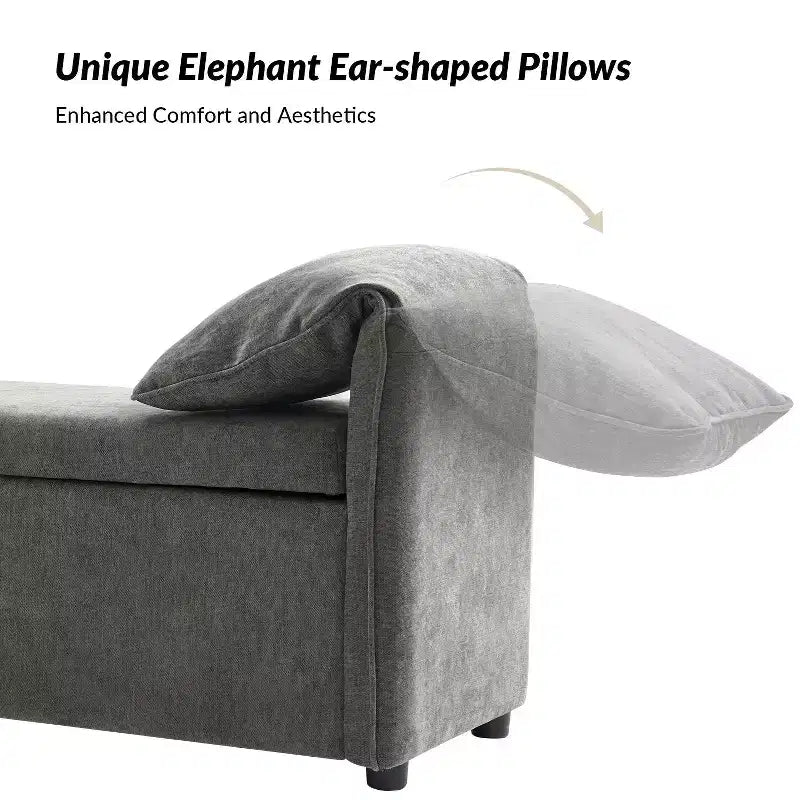 Storage Bench with Elephant Ear Pillows, 61" Wide, 400 lbs Capacity