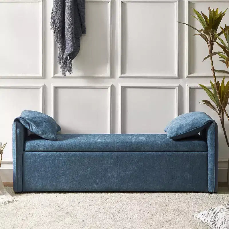 Storage Bench with Elephant Ear Pillows, 61" Wide, 400 lbs Capacity