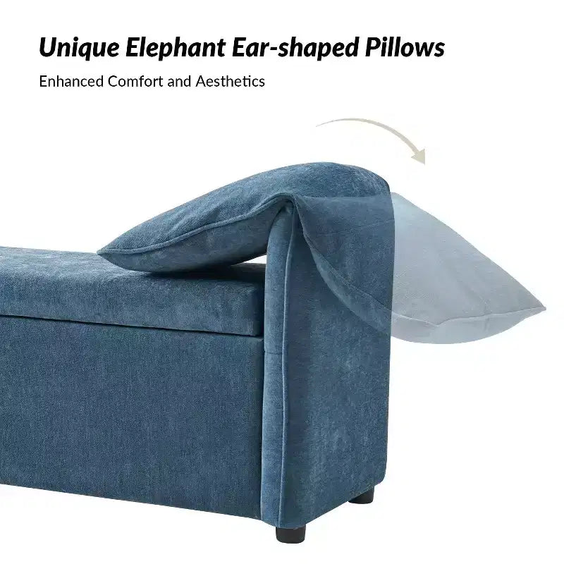Storage Bench with Elephant Ear Pillows, 61" Wide, 400 lbs Capacity