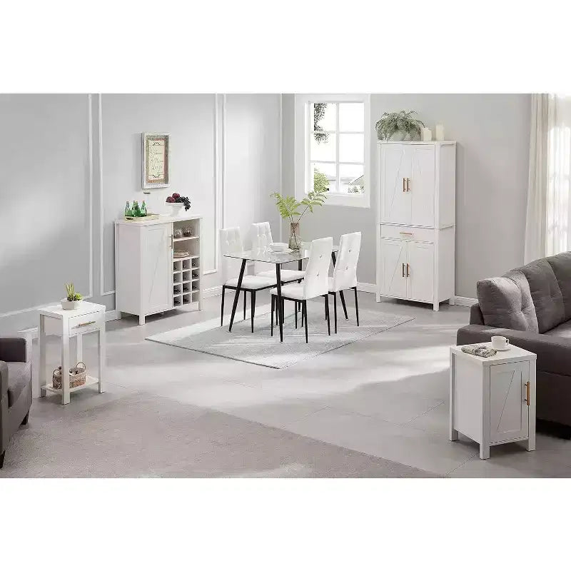 Wooden Chairside End Table with Drawer and Open Storage Shelf, Black/Walnut