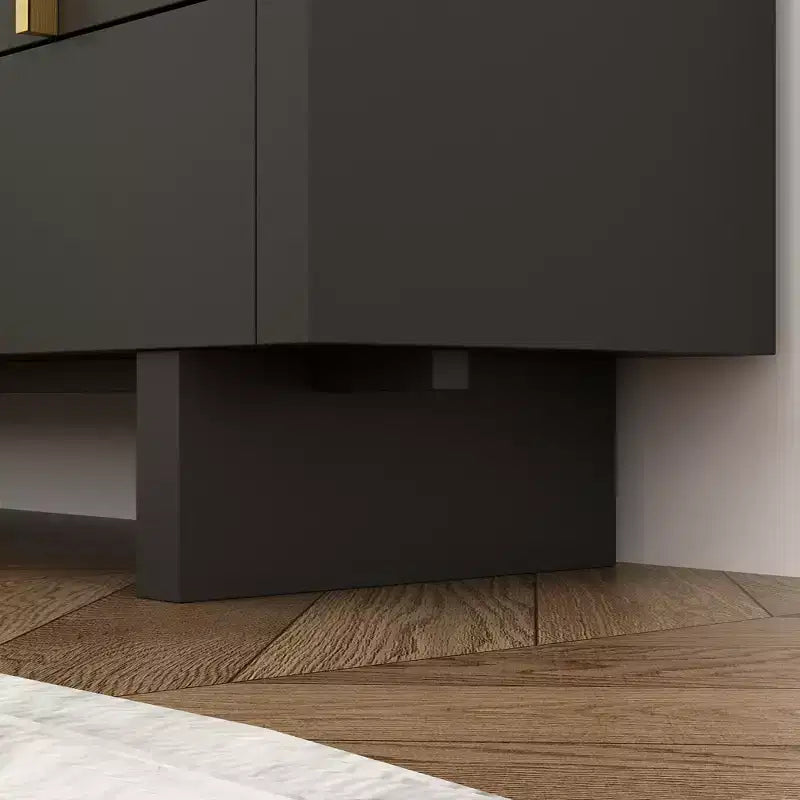 8-Drawer Horizontal Dresser, Black Finish with Gold Knobs