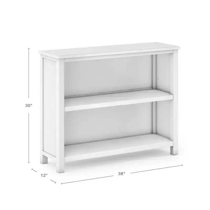 2-Shelf Pine Wood Bookcase 38x12x42", Adjustable Shelves for Bedrooms or Playrooms
