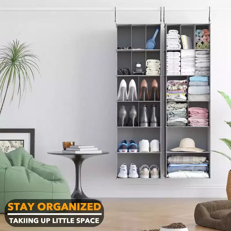 2-Pack Hanging Closet Organizer with Dividers, 24 Compartments