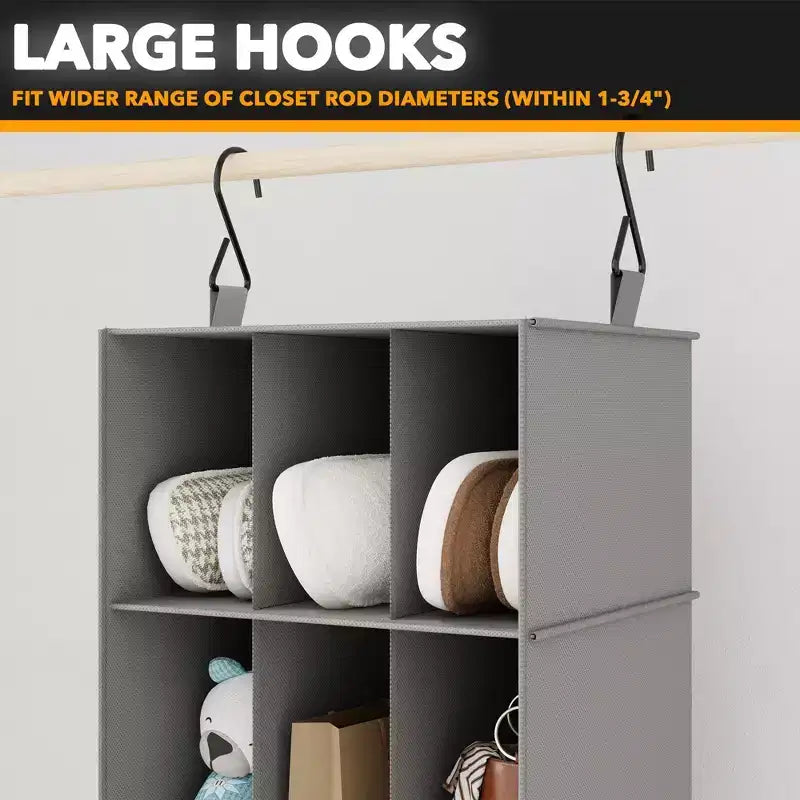 2-Pack Hanging Closet Organizer with Dividers, 24 Compartments