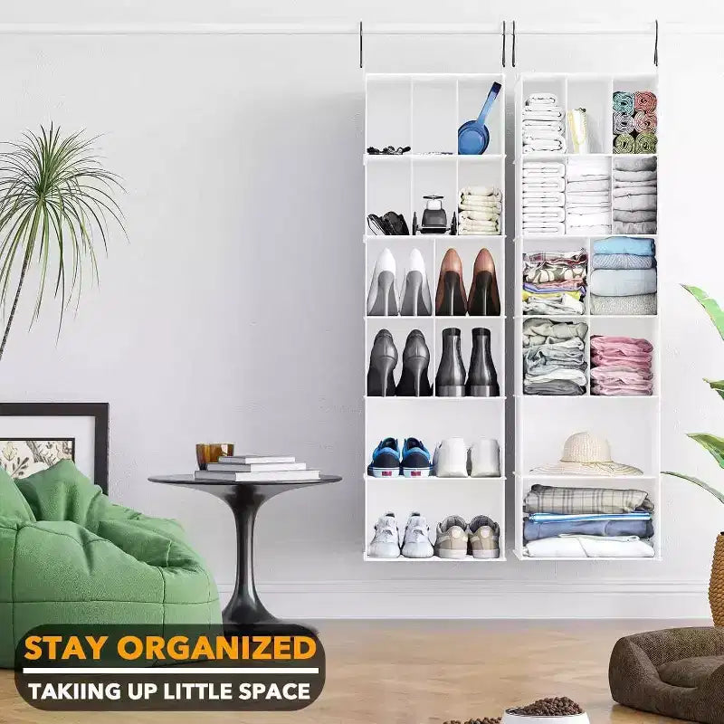 2-Pack Hanging Closet Organizer with Dividers, 24 Compartments