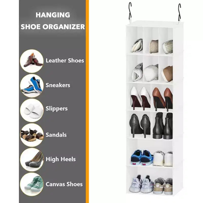 2-Pack Hanging Closet Organizer with Dividers, 24 Compartments