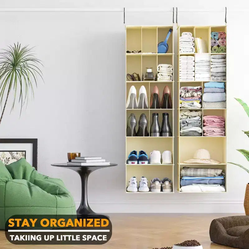 2-Pack Hanging Closet Organizer with Dividers, 24 Compartments