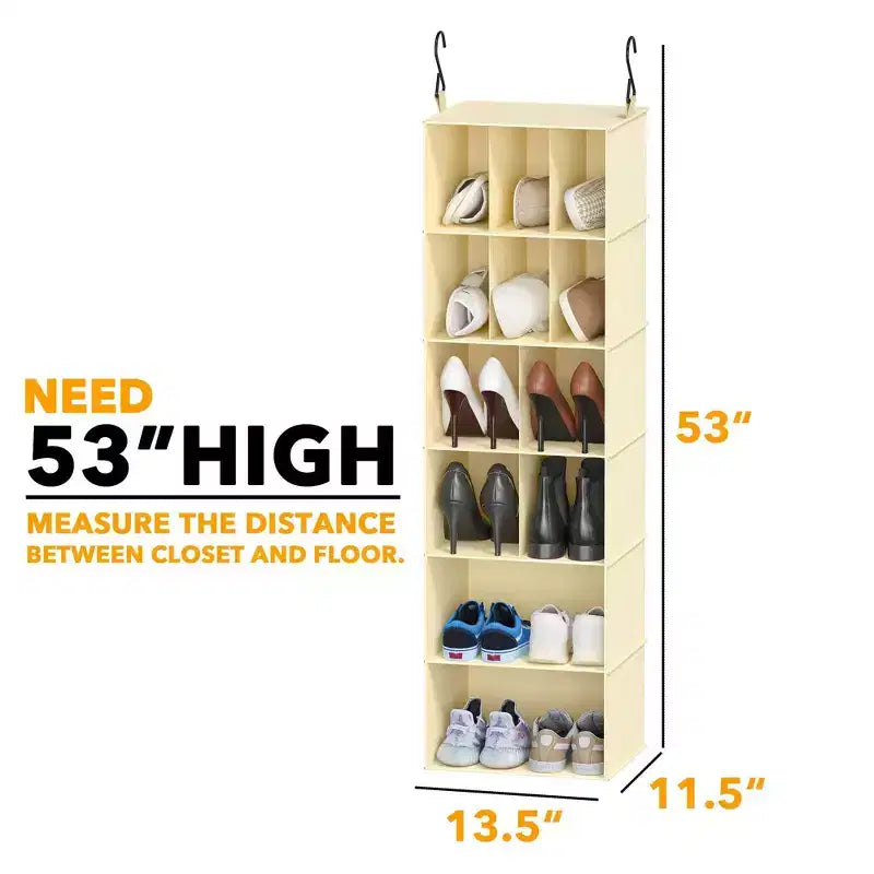 2-Pack Hanging Closet Organizer with Dividers, 24 Compartments