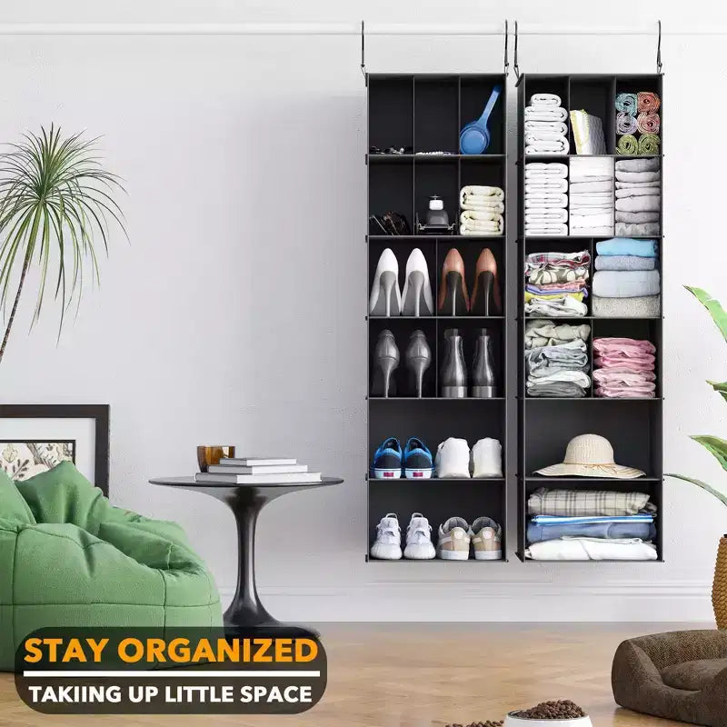 2-Pack Hanging Closet Organizer with Dividers, 24 Compartments