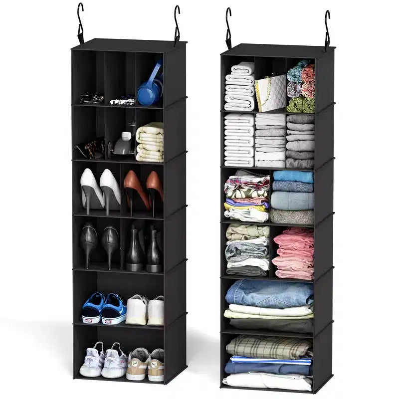 2-Pack Hanging Closet Organizer with Dividers, 24 Compartments