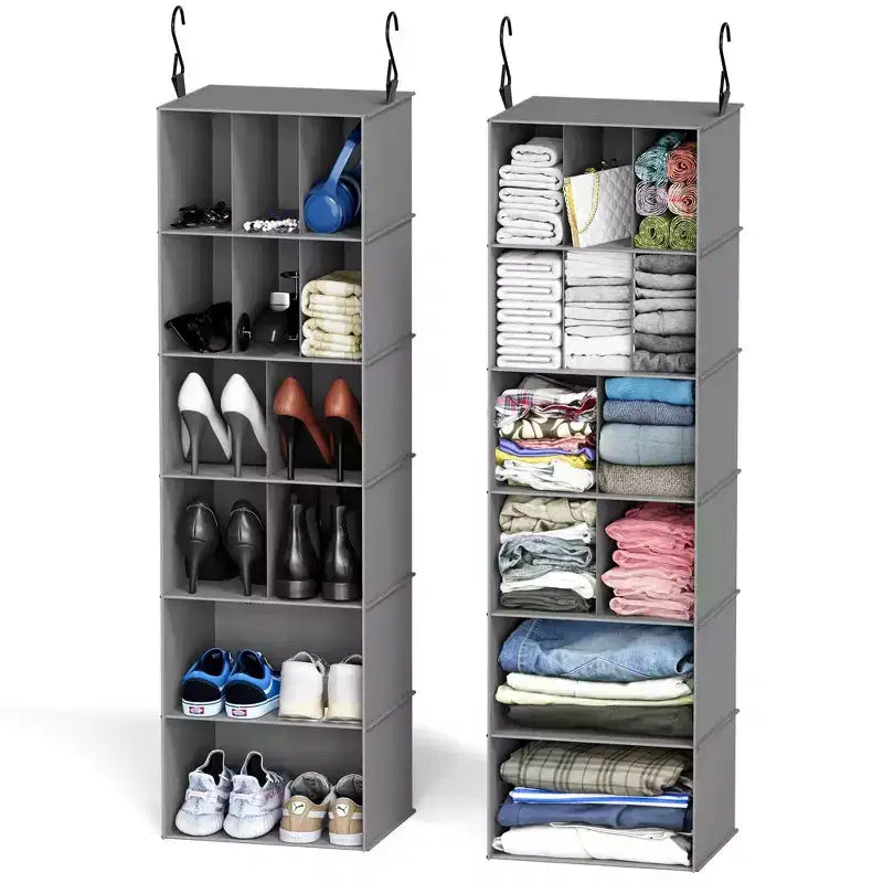 2-Pack Hanging Closet Organizer with Dividers, 24 Compartments
