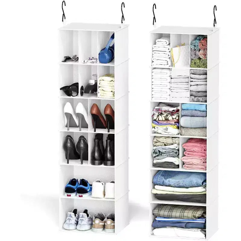 2-Pack Hanging Closet Organizer with Dividers, 24 Compartments