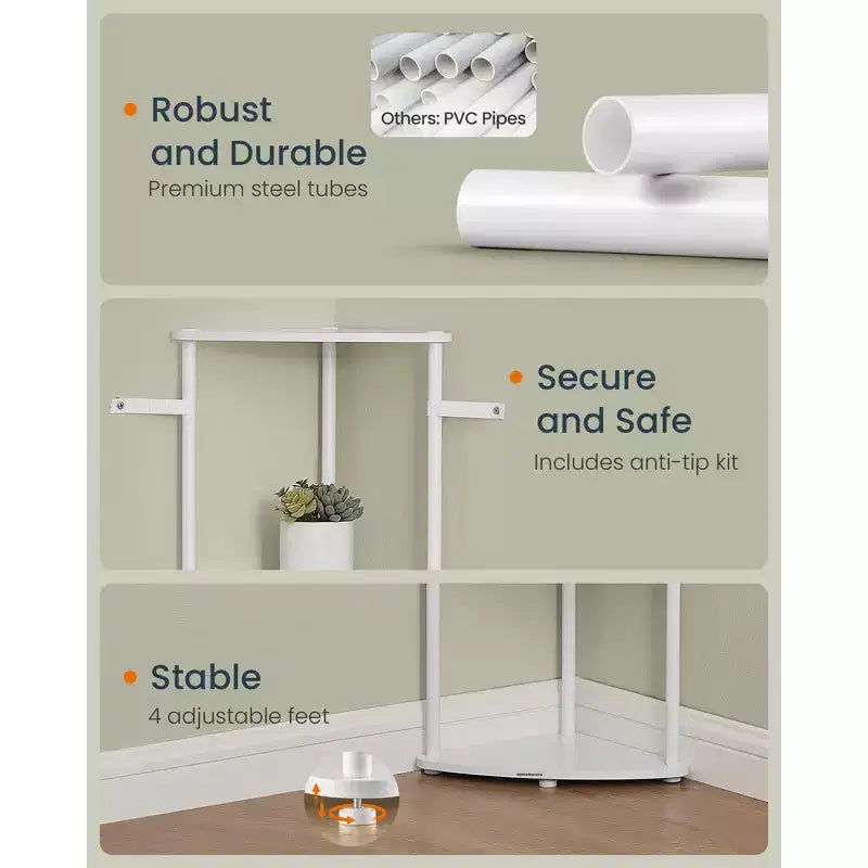 5-Tier Corner Standing Shelf, Toolless Assembly, 15x10.6x54.7"