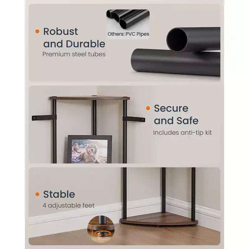 5-Tier Corner Standing Shelf, Toolless Assembly, 15x10.6x54.7"