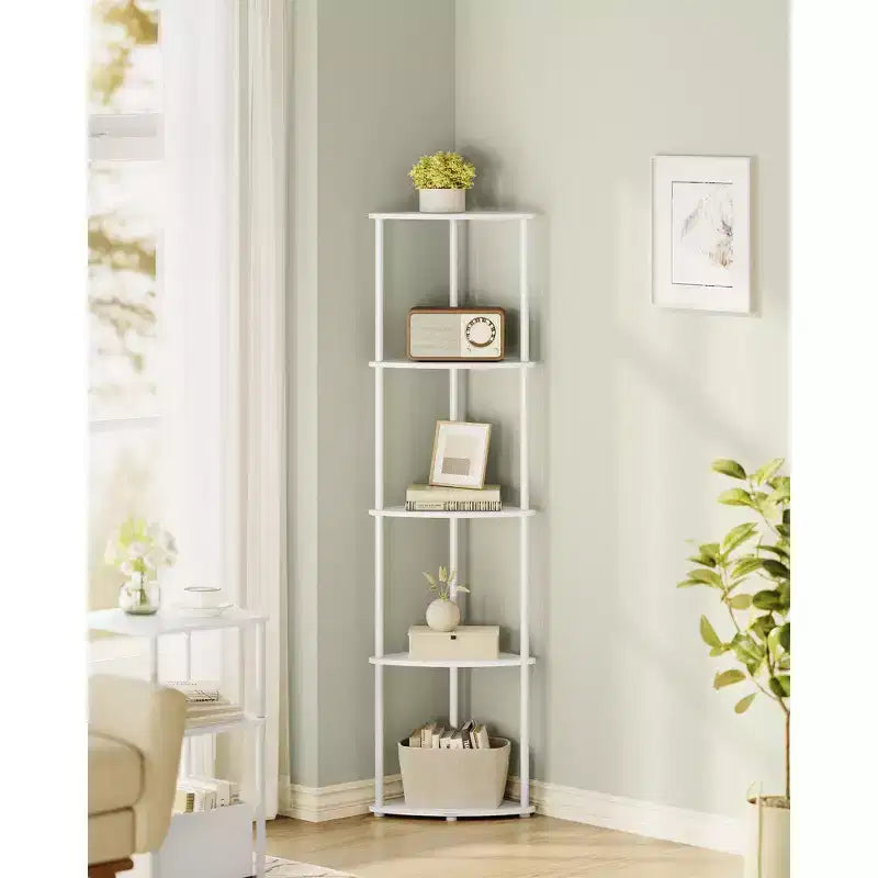 5-Tier Corner Standing Shelf, Toolless Assembly, 15x10.6x54.7"