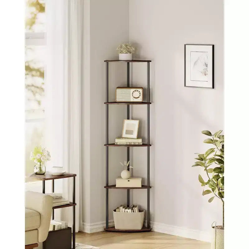 5-Tier Corner Standing Shelf, Toolless Assembly, 15x10.6x54.7"