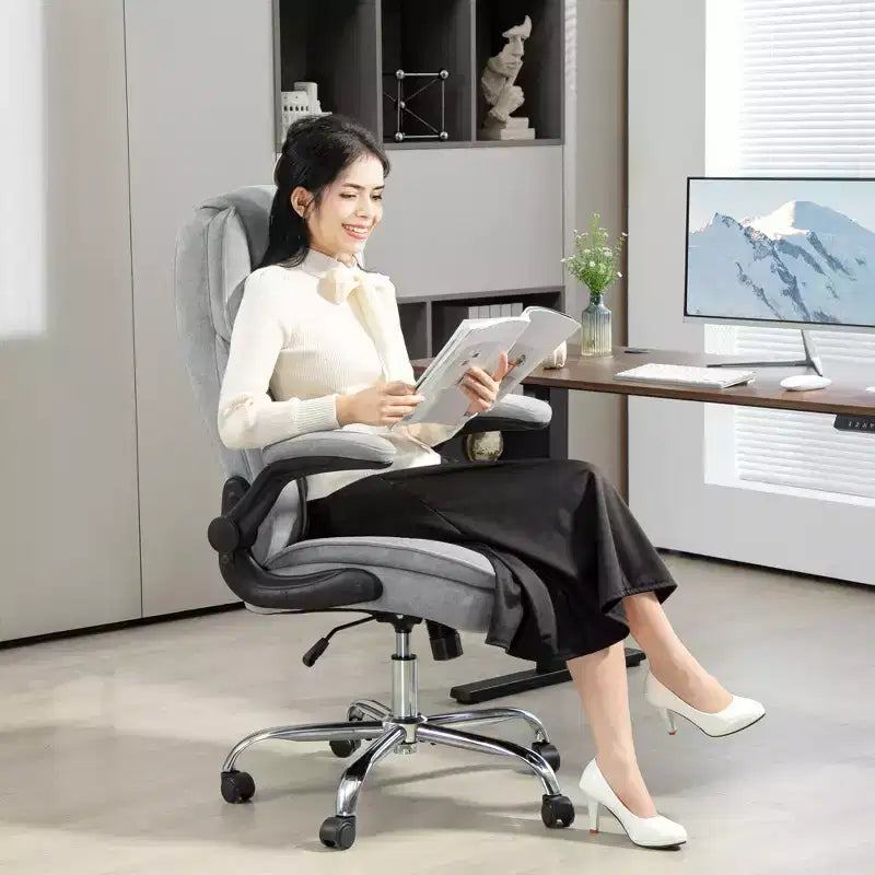 Executive Office Chair with Flip-up Armrests, Swivel Wheels & Adjustable Height