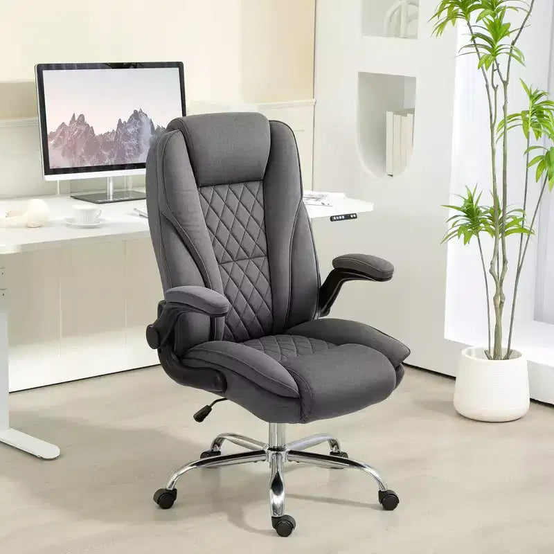 Executive Office Chair with Flip-up Armrests, Swivel Wheels & Adjustable Height