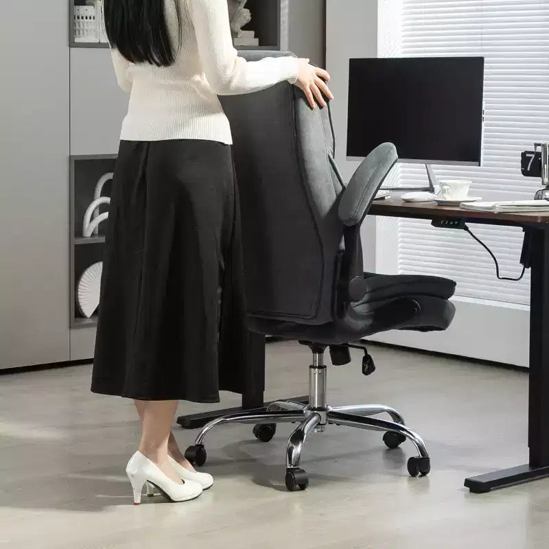 Executive Office Chair with Flip-up Armrests, Swivel Wheels & Adjustable Height