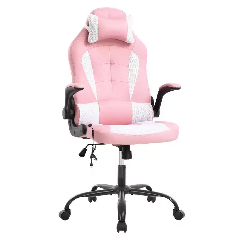 Gaming Office Chair with Lumbar Support, PU Leather, Adjustable Height & Arms
