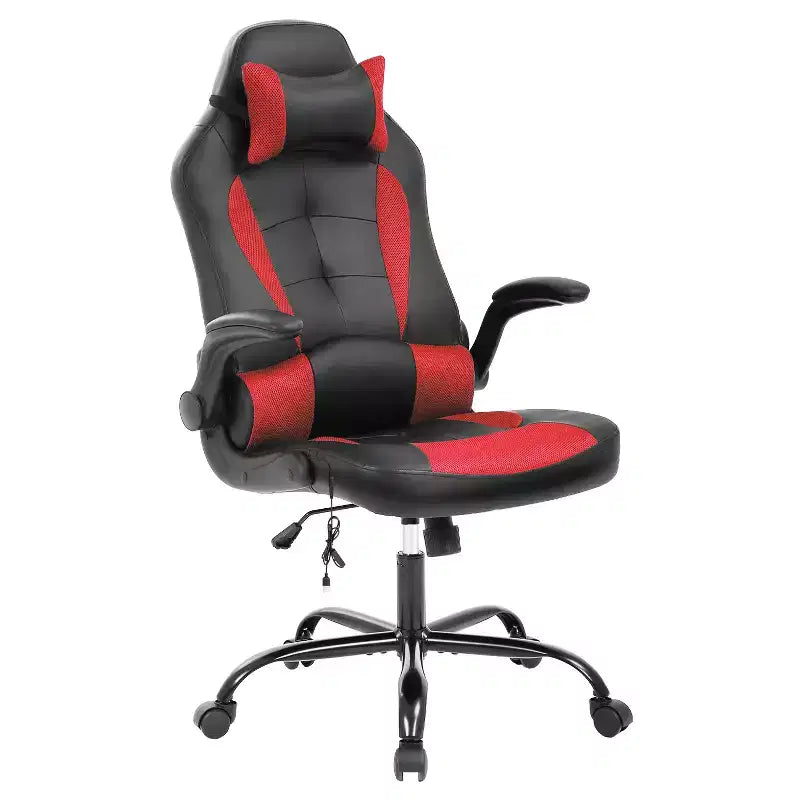 Gaming Office Chair with Lumbar Support, PU Leather, Adjustable Height & Arms