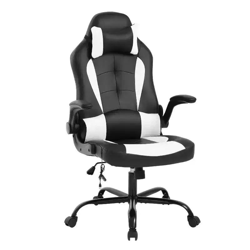Gaming Office Chair with Lumbar Support, PU Leather, Adjustable Height & Arms