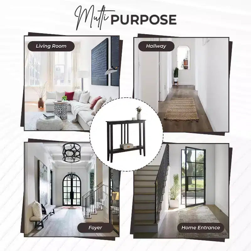 Narrow Console Table with Shelves for Entryway, Hallway or Living Room