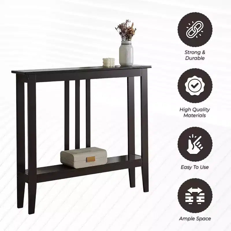 Narrow Console Table with Shelves for Entryway, Hallway or Living Room