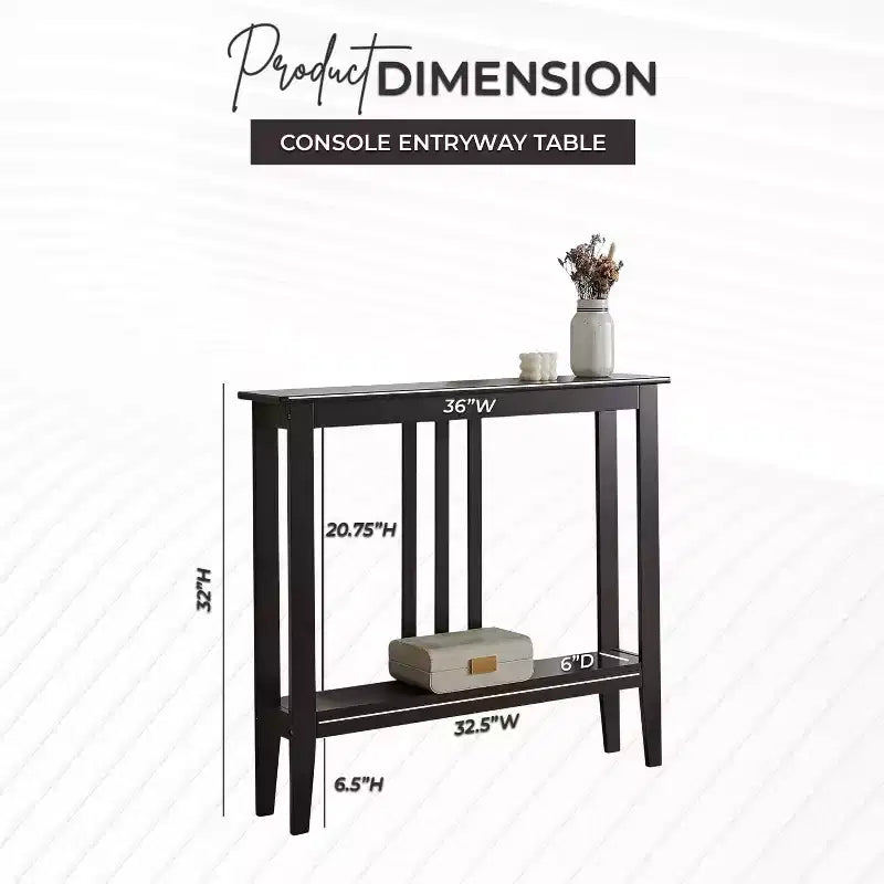 Narrow Console Table with Shelves for Entryway, Hallway or Living Room