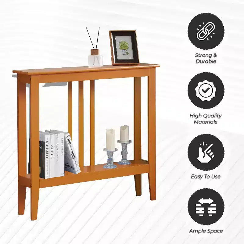 Narrow Console Table with Shelves for Entryway, Hallway or Living Room