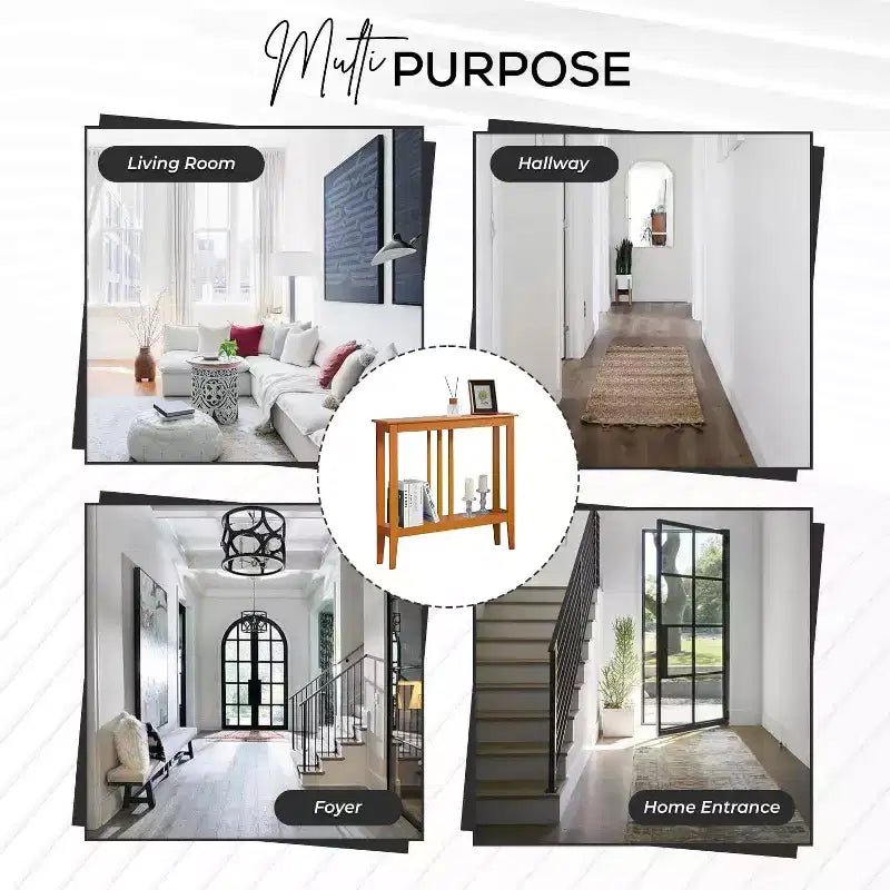 Narrow Console Table with Shelves for Entryway, Hallway or Living Room