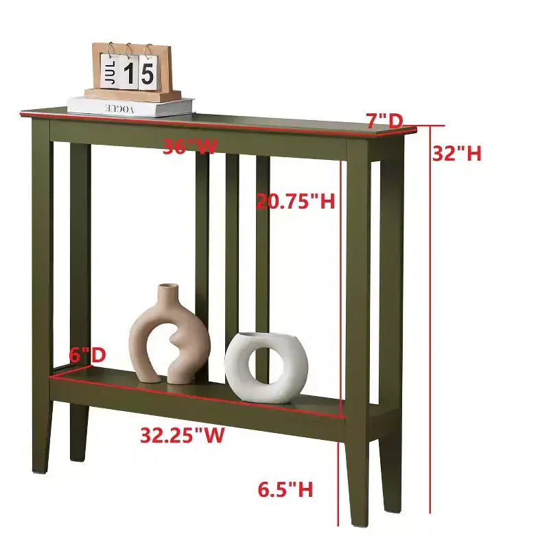 Narrow Console Table with Shelves for Entryway, Hallway or Living Room
