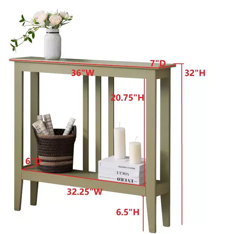 Narrow Console Table with Shelves for Entryway, Hallway or Living Room