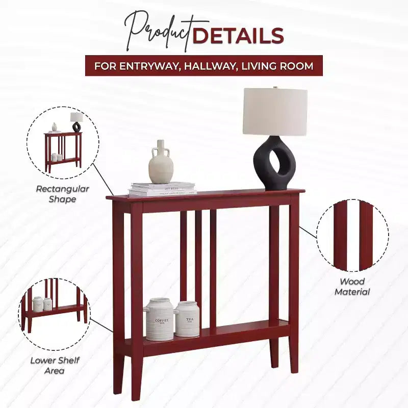 Narrow Console Table with Shelves for Entryway, Hallway or Living Room