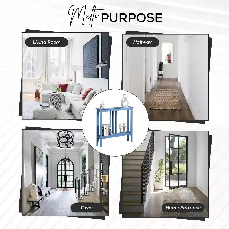 Narrow Console Table with Shelves for Entryway, Hallway or Living Room