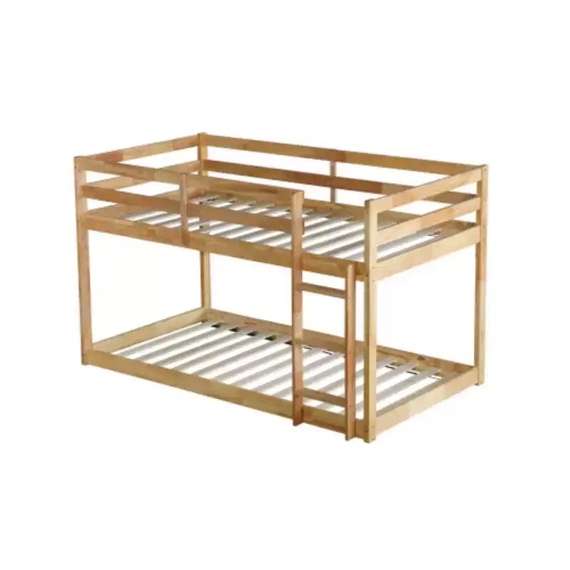 Twin over Twin Bunk Bed with Ladder and Reinforced Slat Platforms